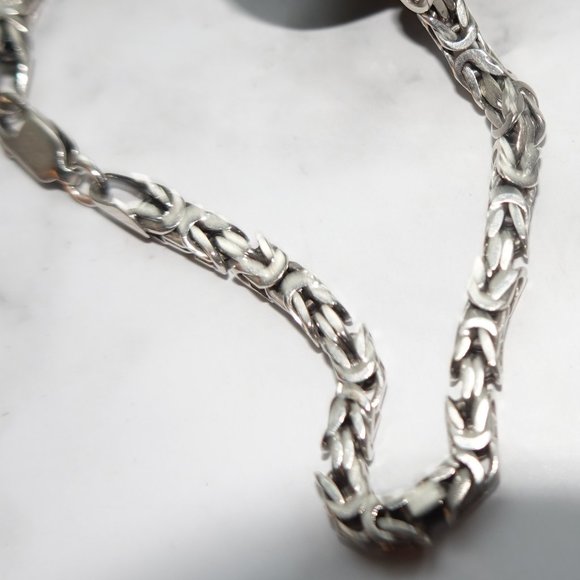 Sterling Silver Chain Link Bracelet- Made in Italy - Picture 1 of 2